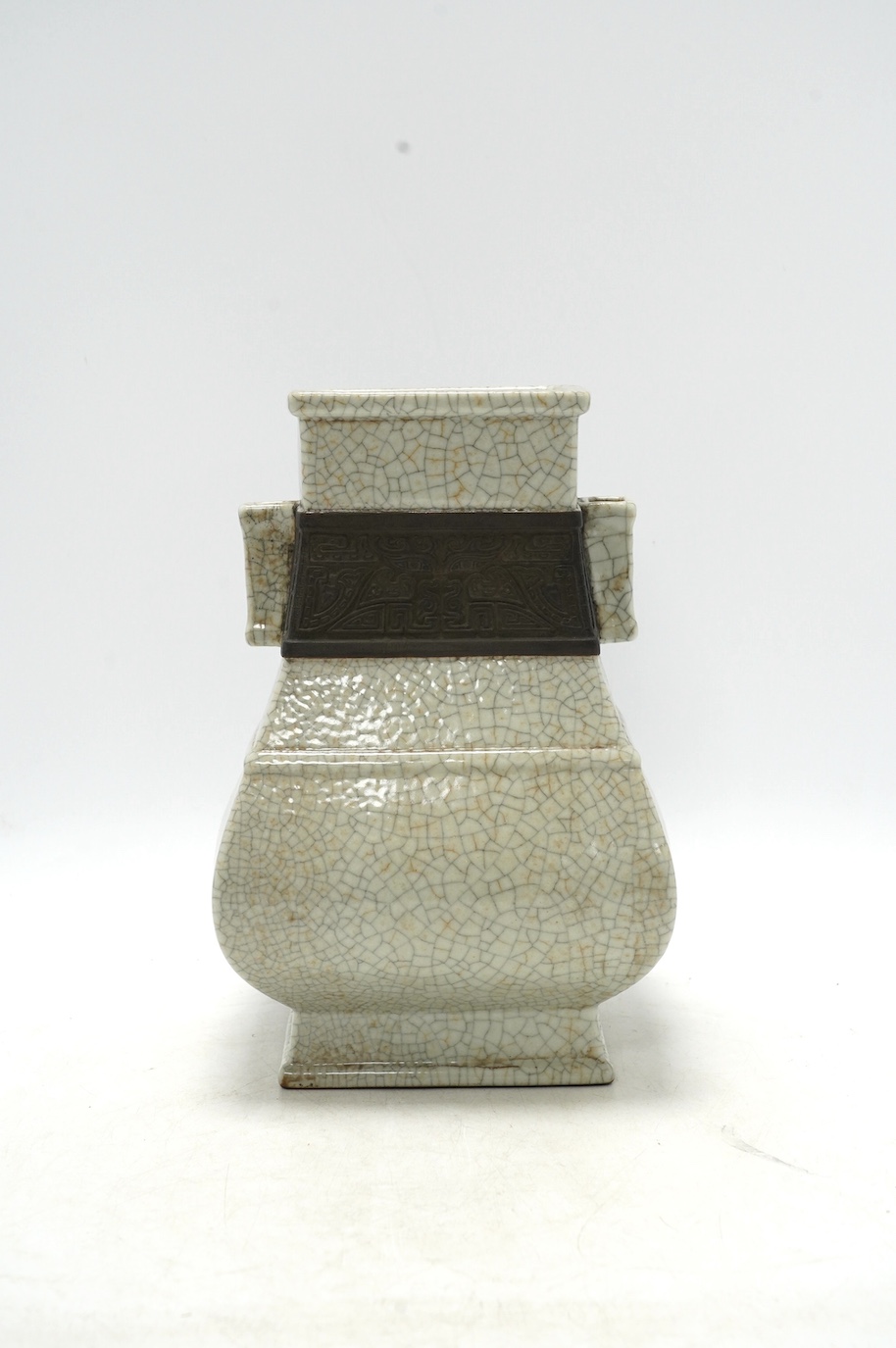 A Chinese crackle glaze arrow vase, 26cm high. Condition - good